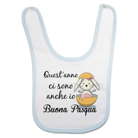 Bavaglino neonato quest'anno ci sono anch'io buona pasqua Pasqua