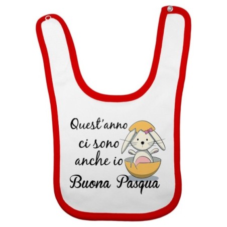 Bavaglino neonato quest'anno ci sono anch'io buona pasqua Pasqua