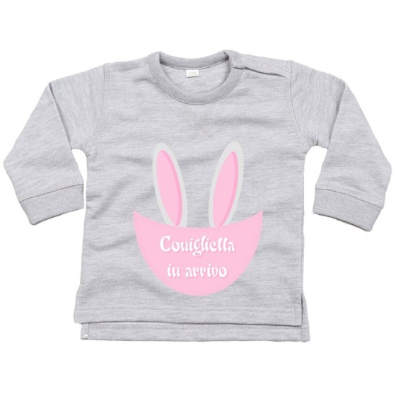 Felpa neonato personalizzabile con nome coniglietto in arrivo Pasqua