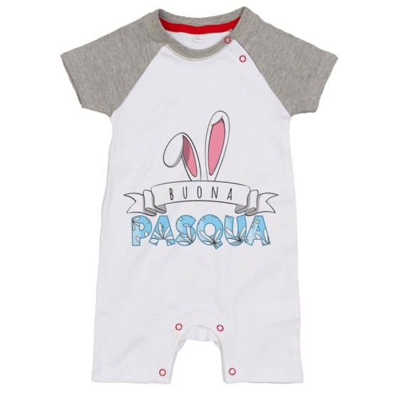 Pagliaccetto neonato buona pasqua con orecchie da coniglio Pasqua