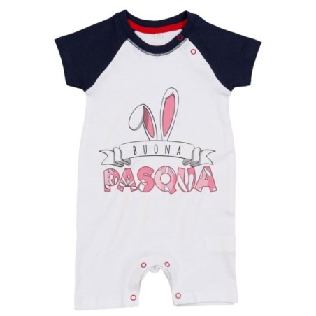 Pagliaccetto neonato buona pasqua con orecchie da coniglio Pasqua