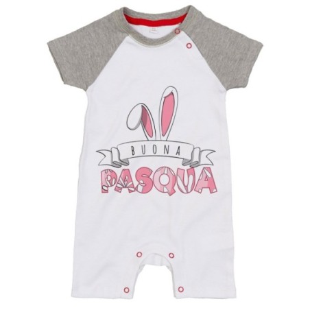 Pagliaccetto neonato buona pasqua con orecchie da coniglio Pasqua