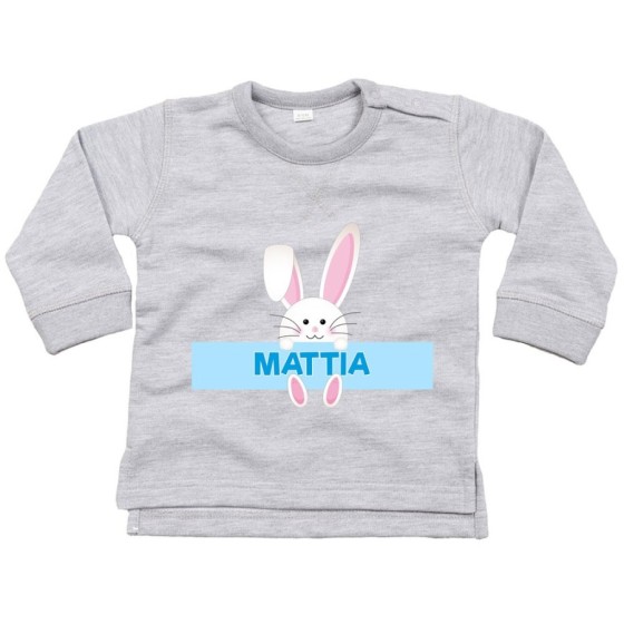 Felpa neonato personalizzata con nome coniglietto Pasqua