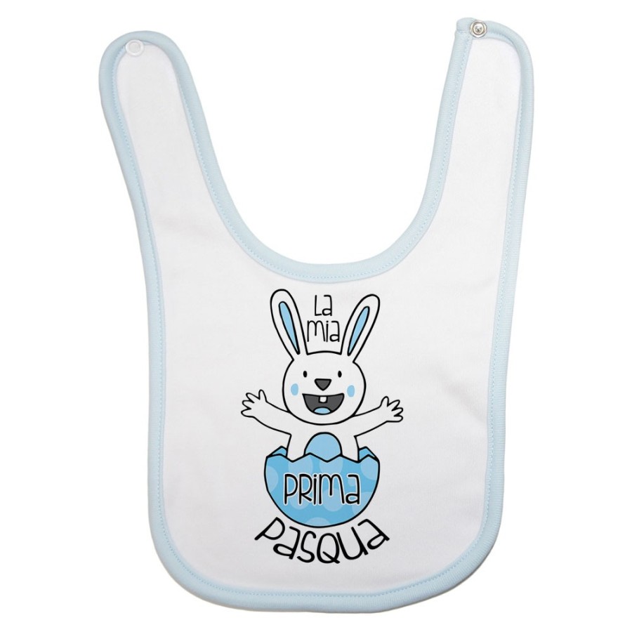 Bavaglino neonato personalizzabile con nome prima pasqua coniglietto che esce dall'uovo Pasqua