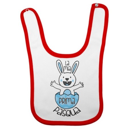 Bavaglino neonato personalizzabile con nome prima pasqua coniglietto che esce dall'uovo Pasqua