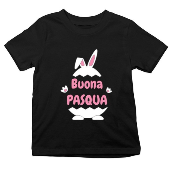 T-shirt bambino personalizzabile con nome buona pasqua ovetto con manine e orecchie Pasqua