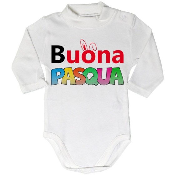 Body lupetto neonato buona pasqua colorata  Pasqua