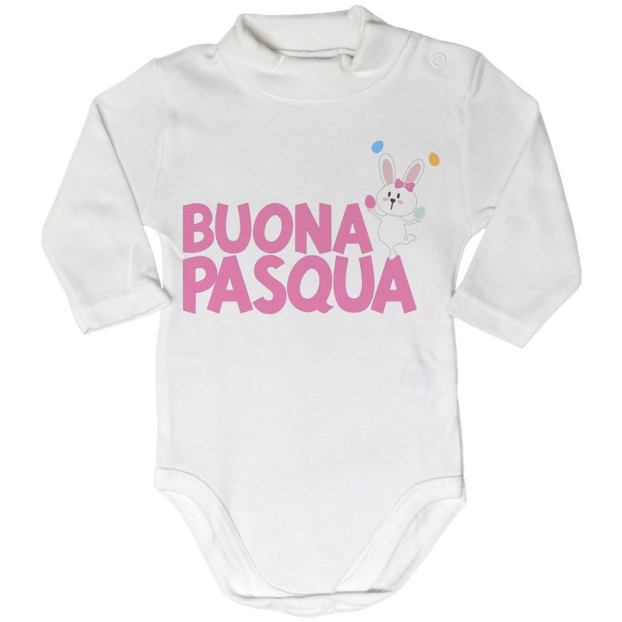 Body lupetto neonato buona pasqua con coniglietto giocoliere Pasqua
