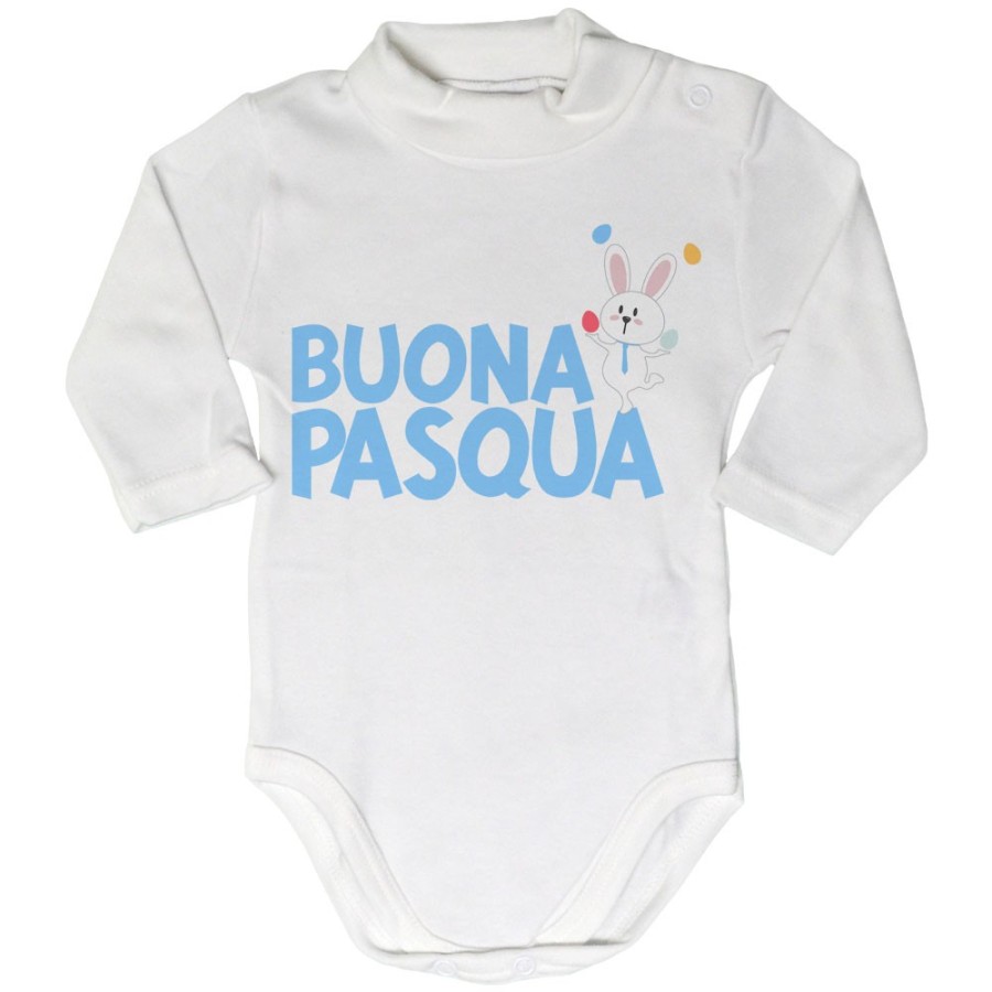 Body lupetto neonato buona pasqua con coniglietto giocoliere Pasqua