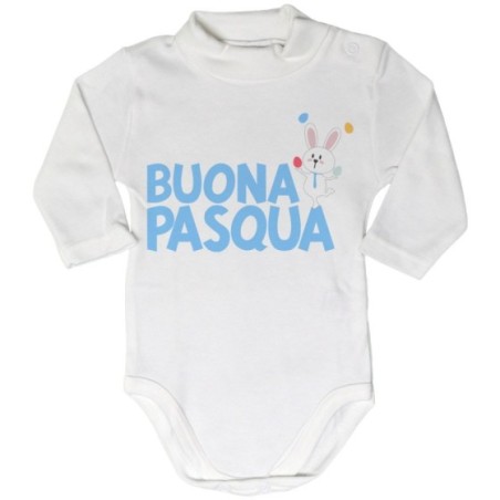 Body lupetto neonato buona pasqua con coniglietto giocoliere Pasqua