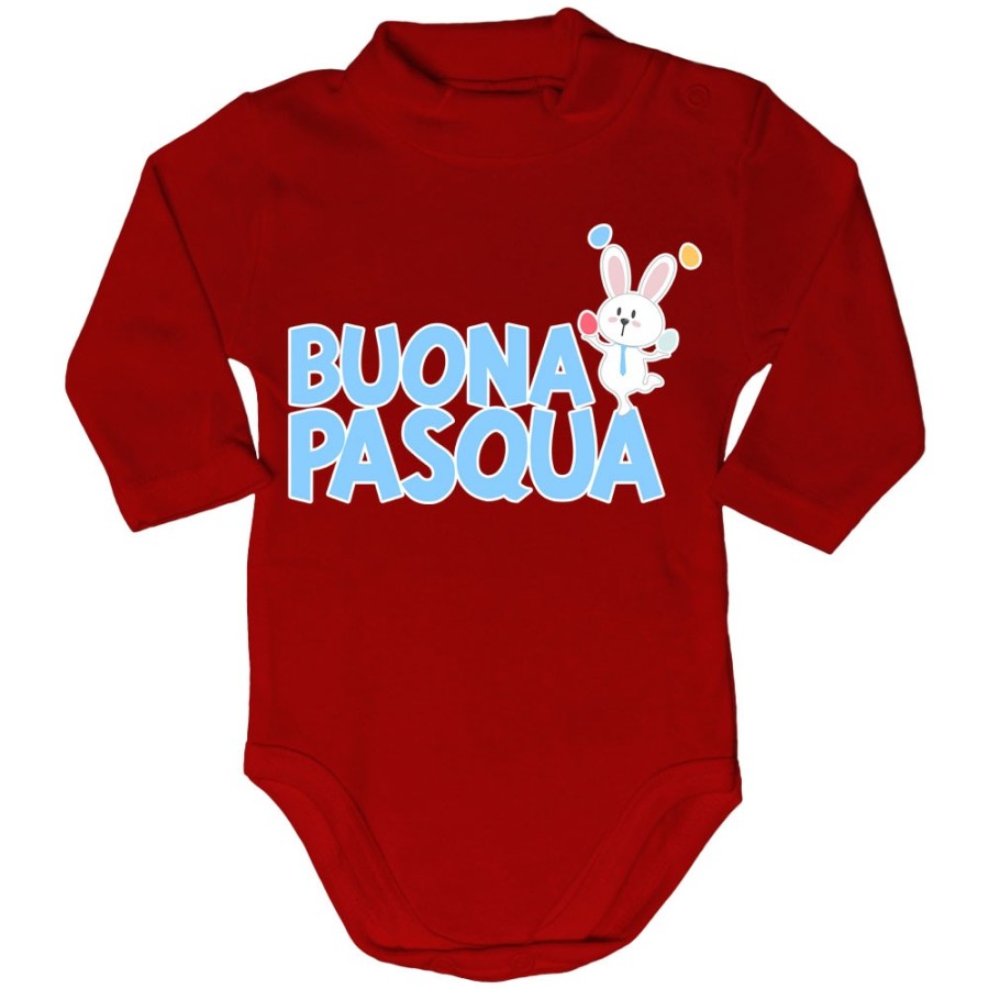 Body lupetto neonato buona pasqua con coniglietto giocoliere Pasqua