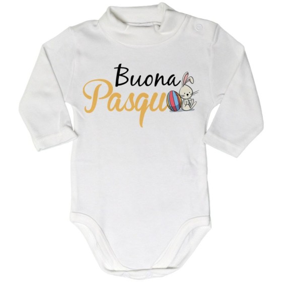 Body lupetto neonato buona pasqua coniglietto seduto Pasqua