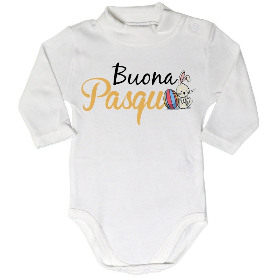 Body lupetto neonato buona pasqua coniglietto seduto Pasqua