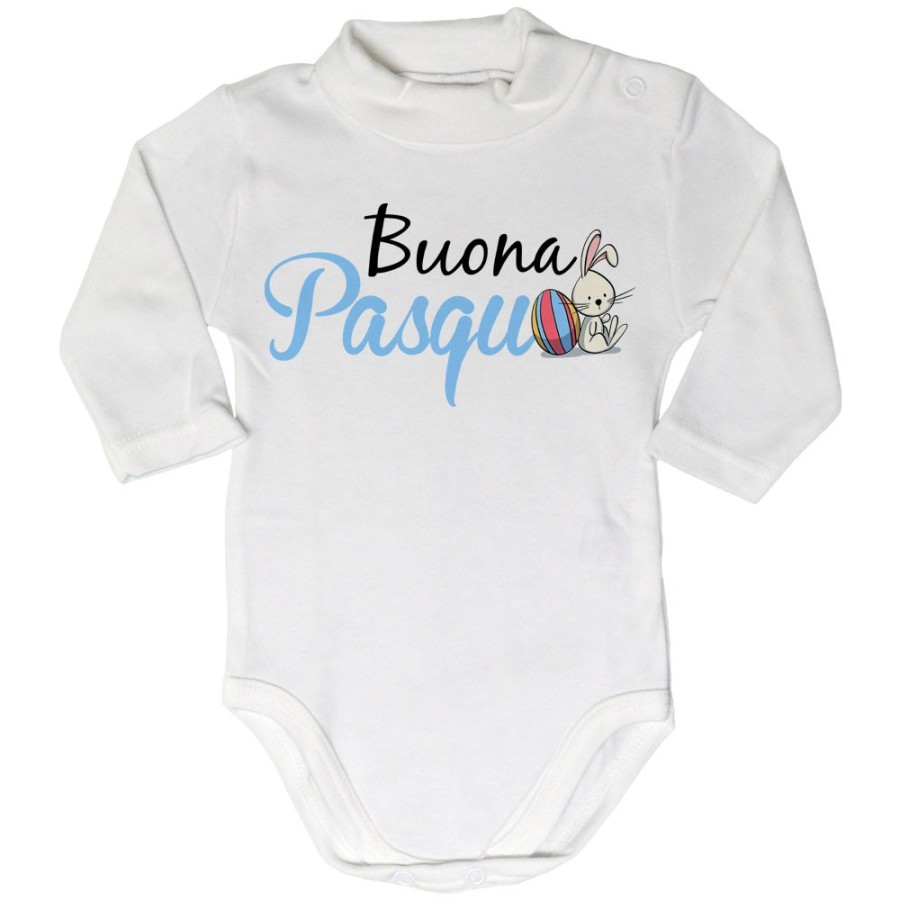 Body lupetto neonato buona pasqua coniglietto seduto Pasqua