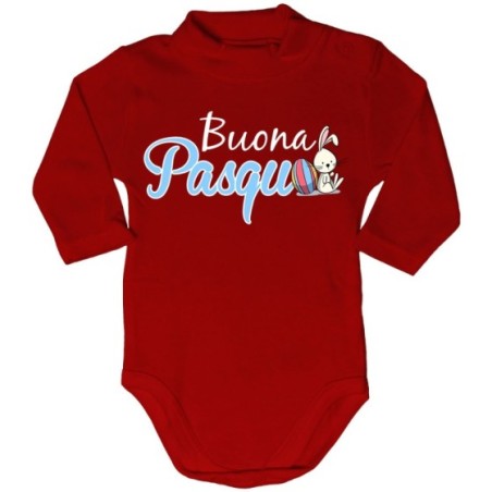Body lupetto neonato buona pasqua coniglietto seduto Pasqua