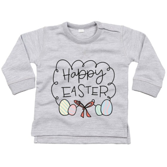 Felpa neonato happy easter uova e fiocchi Pasqua
