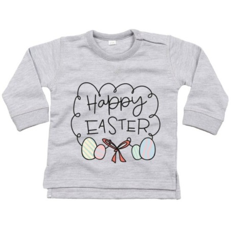 Felpa neonato happy easter uova e fiocchi