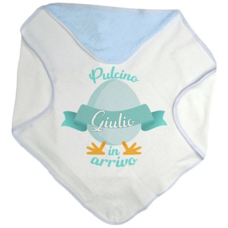 Accappatoio neonato personalizzabile con nome pulcino in arrivo Pasqua