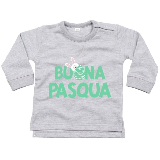 Felpa neonato buon pasqua con coniglietto che sbuca dall'ovetto Pasqua