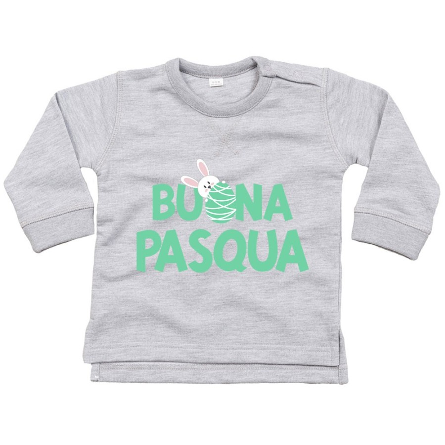 Felpa neonato buon pasqua con coniglietto che sbuca dall'ovetto Pasqua