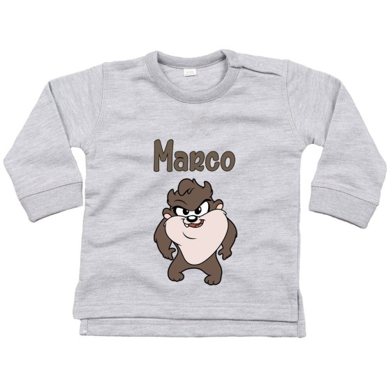 Felpa neonato personalizzata con nome baby tazmania Cartoon