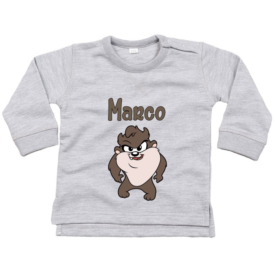 Felpa neonato personalizzata con nome baby tazmania Cartoon