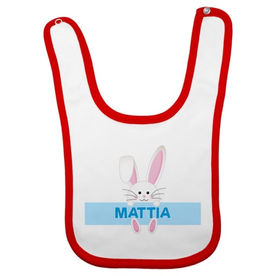 Bavaglino neonato personalizzato con nome coniglietto Pasqua