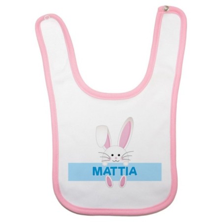 Bavaglino neonato personalizzato con nome coniglietto Pasqua