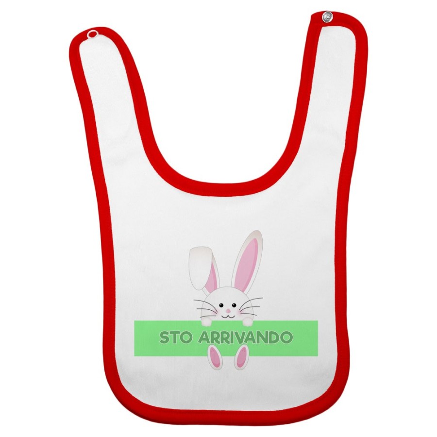 Bavaglino neonato personalizzato con nome coniglietto Pasqua