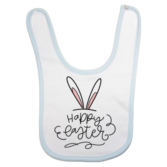 Bavaglino neonato happy easter orecchie di coniglio Pasqua