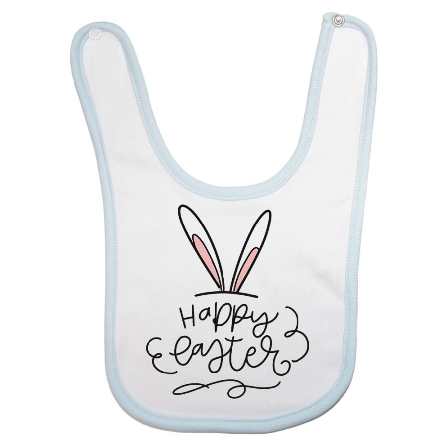 Bavaglino neonato happy easter orecchie di coniglio Pasqua