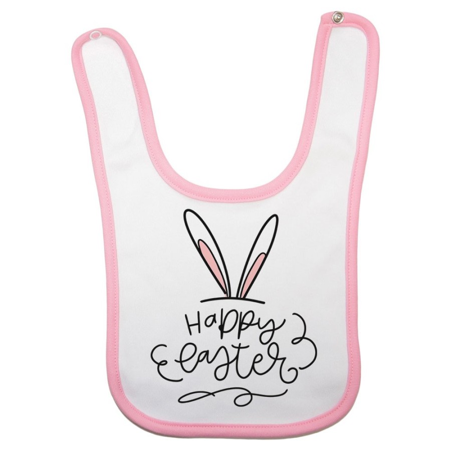 Bavaglino neonato happy easter orecchie di coniglio Pasqua