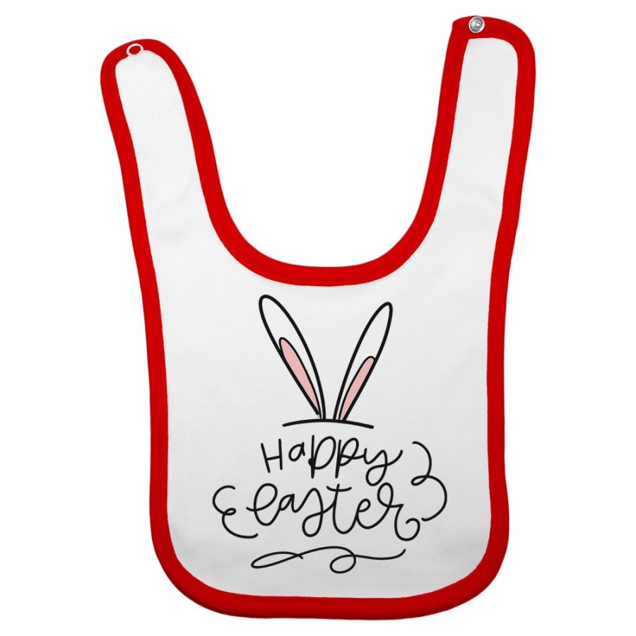 Bavaglino neonato happy easter orecchie di coniglio Pasqua