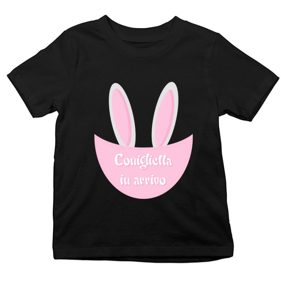 T-shirt bambino personalizzabile con nome coniglietto in arrivo Pasqua