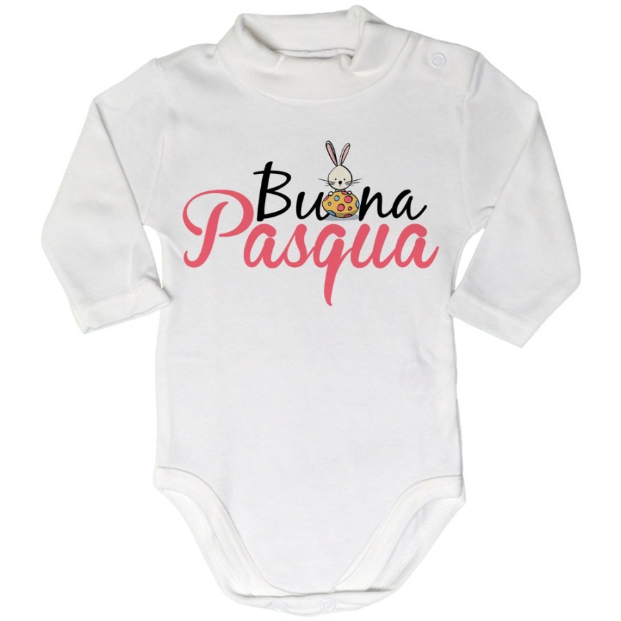 Body lupetto neonato buona pasqua con coniglietto e ovetto Pasqua