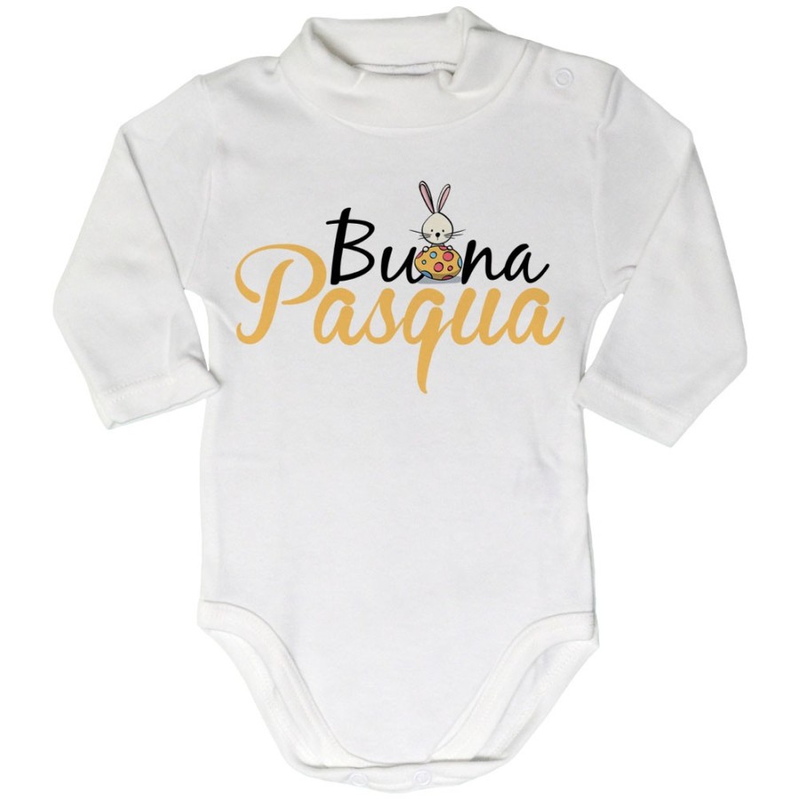 Body lupetto neonato buona pasqua con coniglietto e ovetto Pasqua