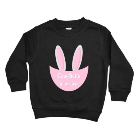 Felpa bambino personalizzabile con nome coniglietto in arrivo Pasqua