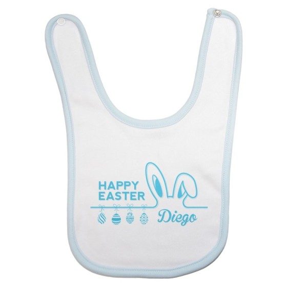 Bavaglino neonato personalizzato con nome happy easter Pasqua