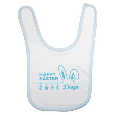Bavaglino neonato personalizzato con nome happy easter