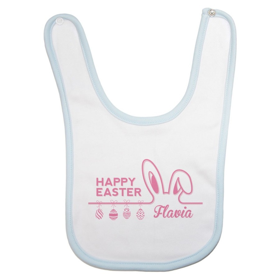 Bavaglino neonato personalizzato con nome happy easter Pasqua