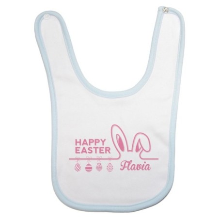 Bavaglino neonato personalizzato con nome happy easter Pasqua