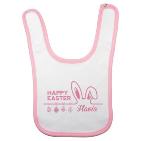 Bavaglino neonato personalizzato con nome happy easter Pasqua