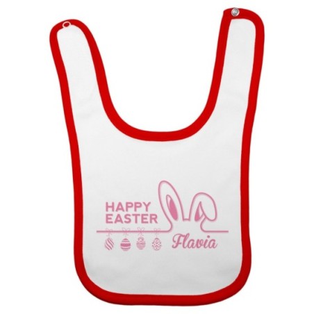 Bavaglino neonato personalizzato con nome happy easter Pasqua
