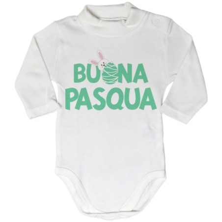 Body lupetto neonato buon pasqua con coniglietto che...