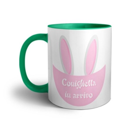 Tazza coniglietto in arrivo che esce dalla tasca Pasqua