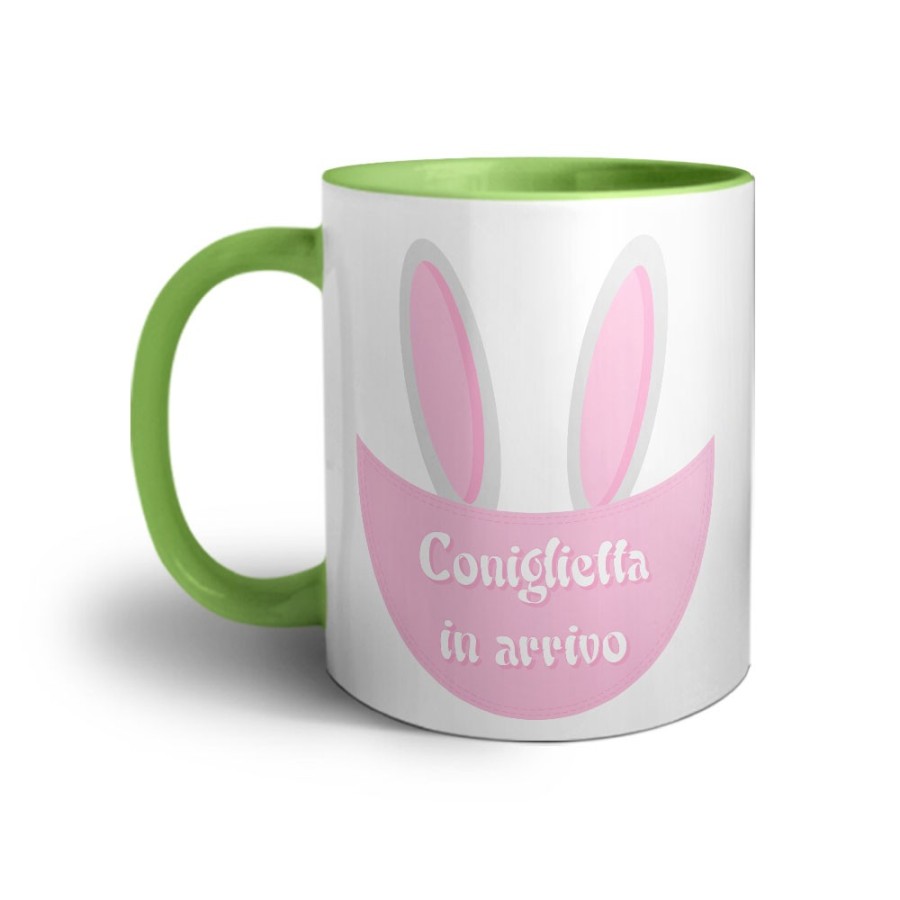 Tazza coniglietto in arrivo che esce dalla tasca Pasqua