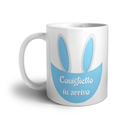 Tazza coniglietto in arrivo che esce dalla tasca Pasqua