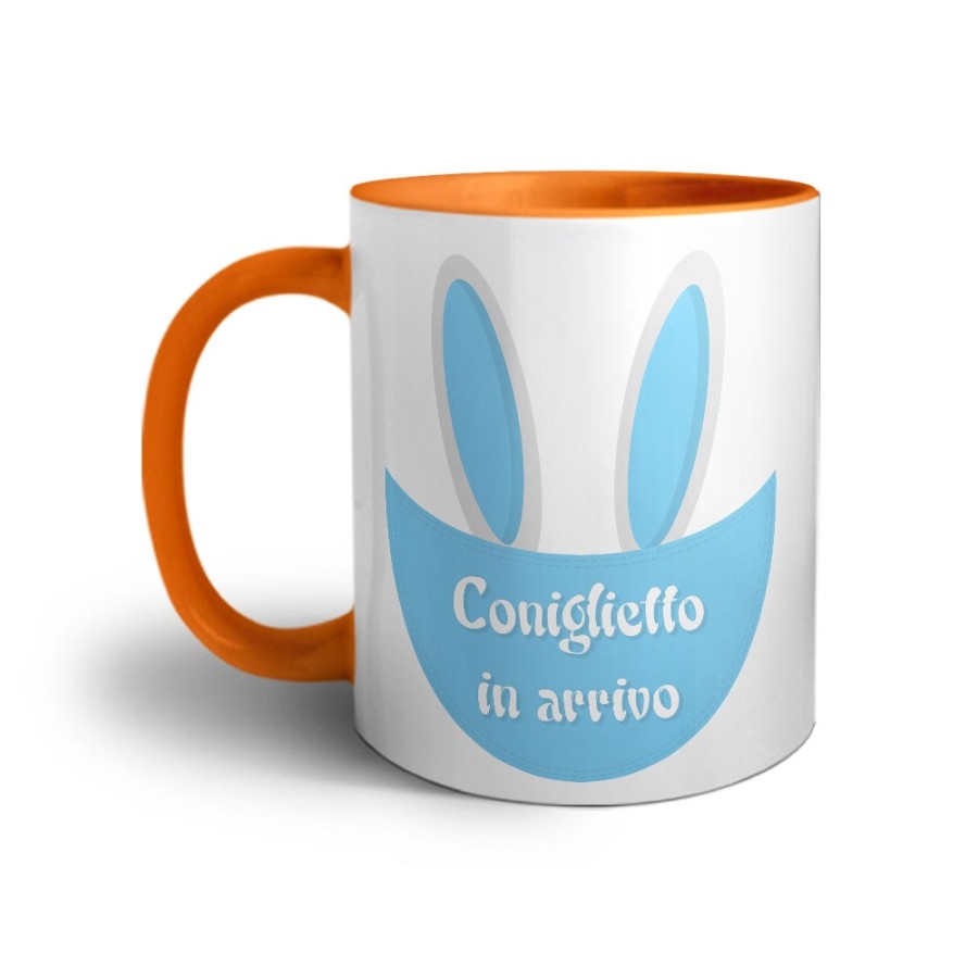 Tazza coniglietto in arrivo che esce dalla tasca Pasqua