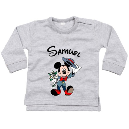Felpa neonato personalizzata con nome topolino gentleman