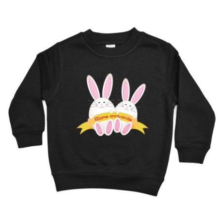 Felpa bambino personalizzabile con nomi coniglietti gemelli Pasqua
